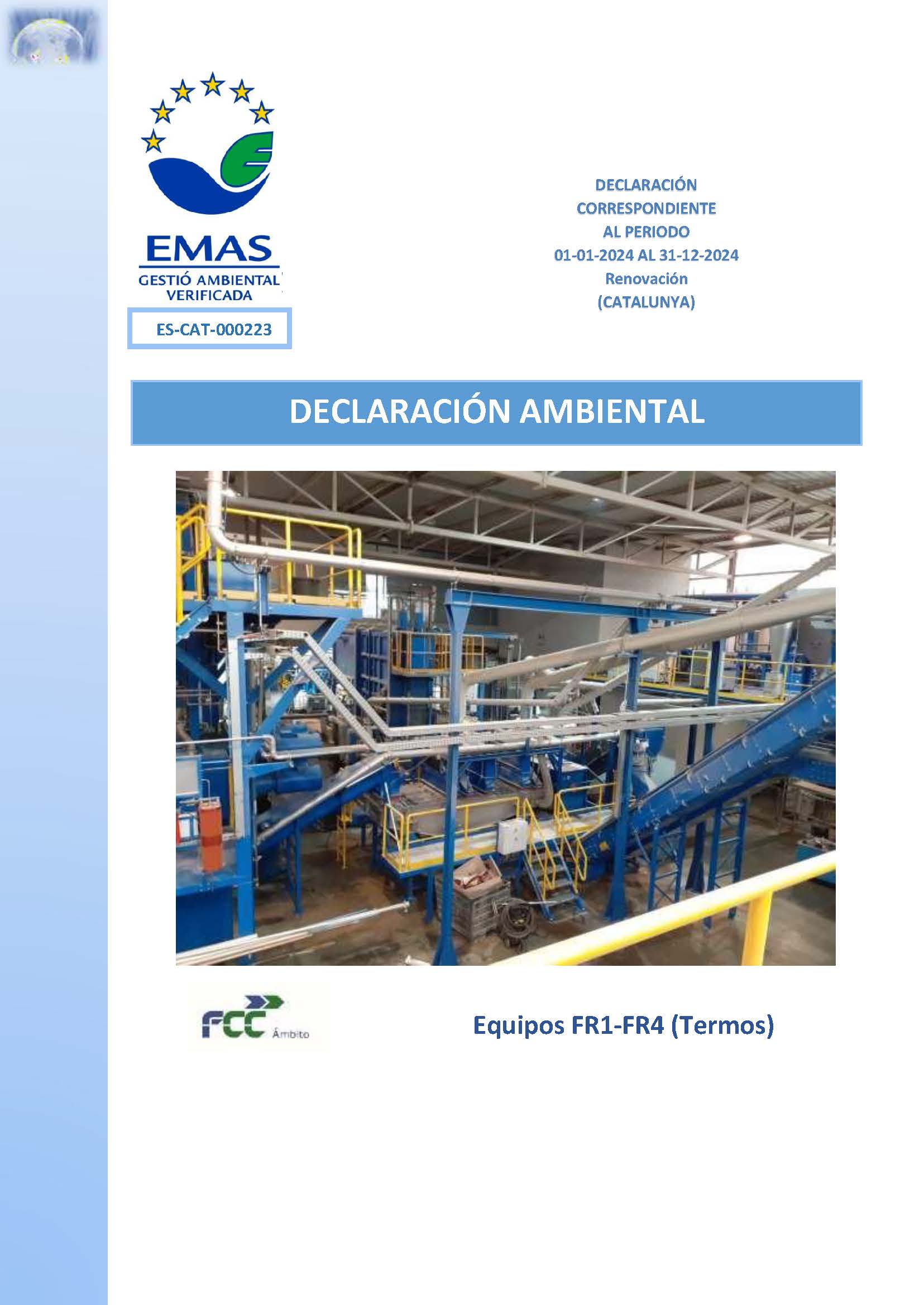 Declaración Ambiental Equipos FR1-FR4 (Termos)